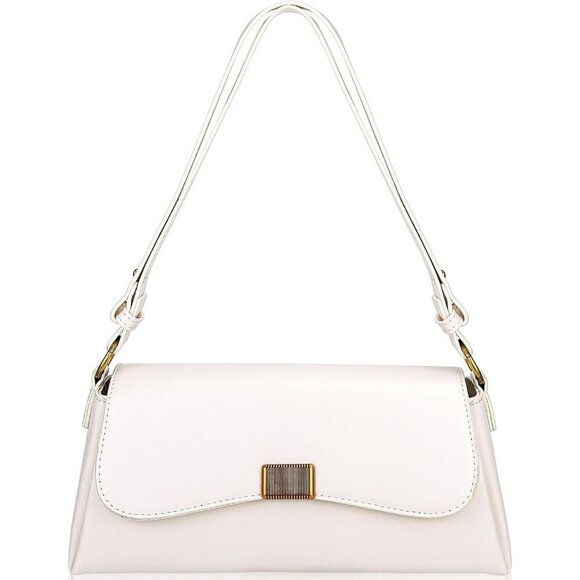 Handbags - Vintage Small Cream Shoulder Bag for Women Zipper Closure and Classic Design